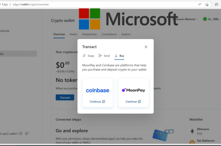 Microsoft’s Web3 wallet is coming to Edge